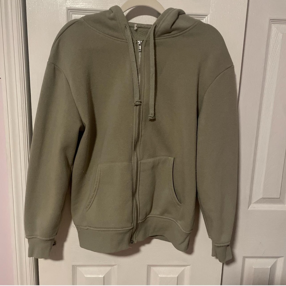 Olive Green Zip-Up Hoodie